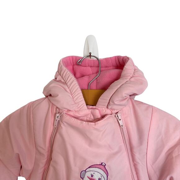 Okie Dokie Snowsuit Pink Fleece Lined Footed With Mittens Size 3-6 Mos. Bunting - Picture 5 of 11